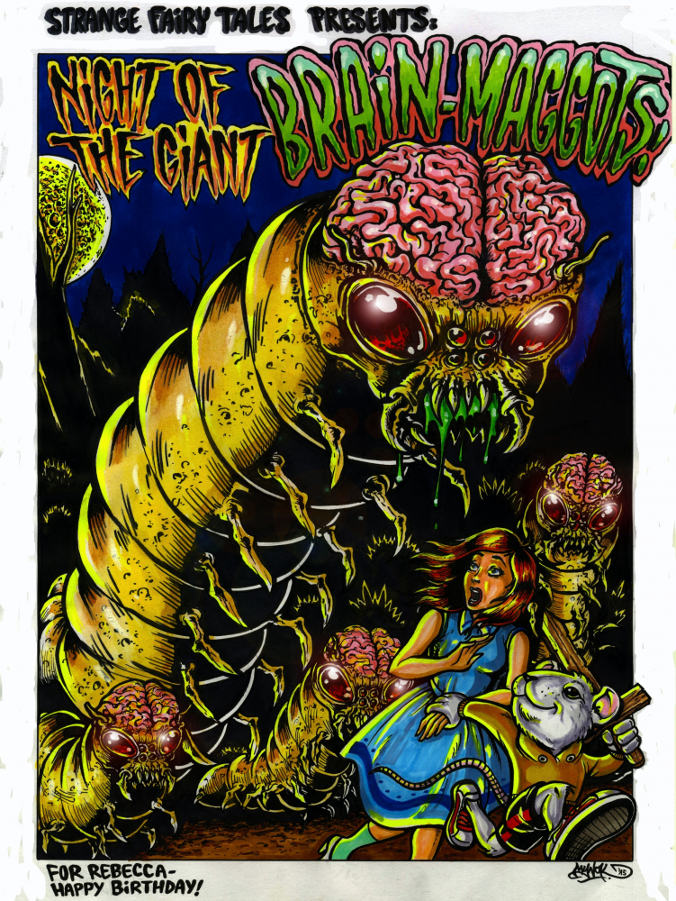 Illustration: Strange Fairy Tales presents: NIGHT OF THE GIANT BRAIN-MAGGOTS 1