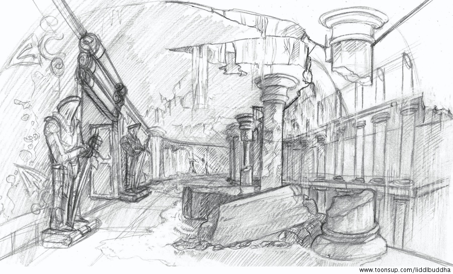 Concept Art / Character Design: How i draw on sketch - Tempelruine 1