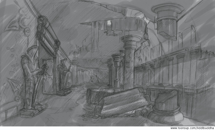 Concept Art / Character Design: How i draw on sketch - Tempelruine 2