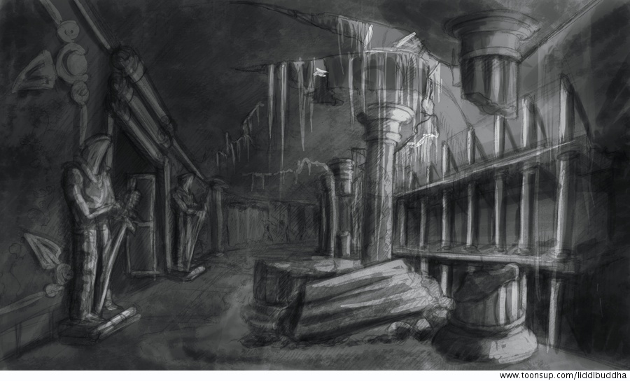 Concept Art / Character Design: How i draw on sketch - Tempelruine 5