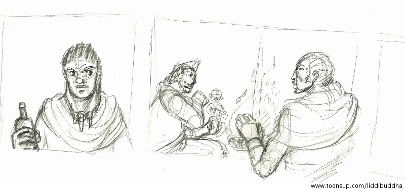 Concept Art / Character Design: Szenenplanung: Am Lager 3