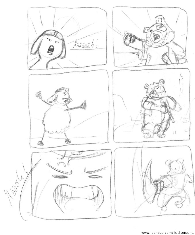 Concept Art / Character Design: # LiddlBuddhaVSmaescot (Art-Battle Comic-Idee Version1) 1