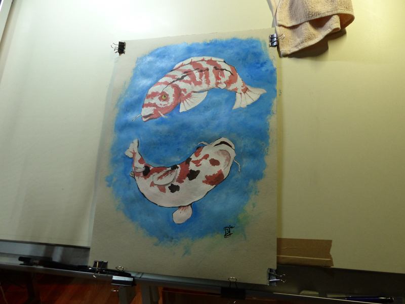 Illustration: Koi auf Acryl (59,4 x 42 cm) - Livestream-Session 23-11-2015 1
