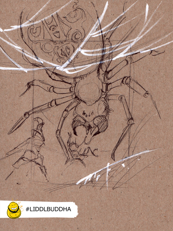 Cartoon: Spatzenreiter - Angriff der Spinne 1