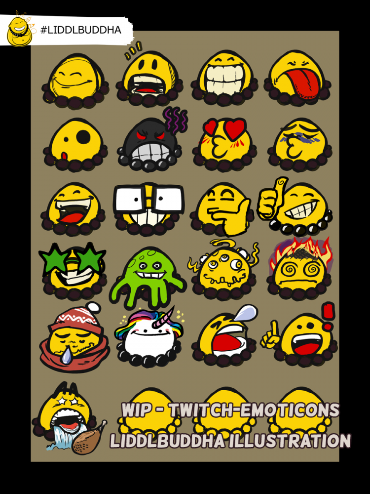 Concept Art / Character Design: LiddlBuddha - Twitch - Emoticons 1