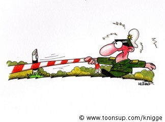 Cartoon: 'Bänderzerrung' 1