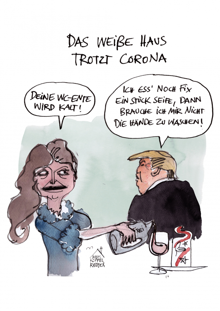 Cartoon: Das weiße Haus trotzt Corona 1
