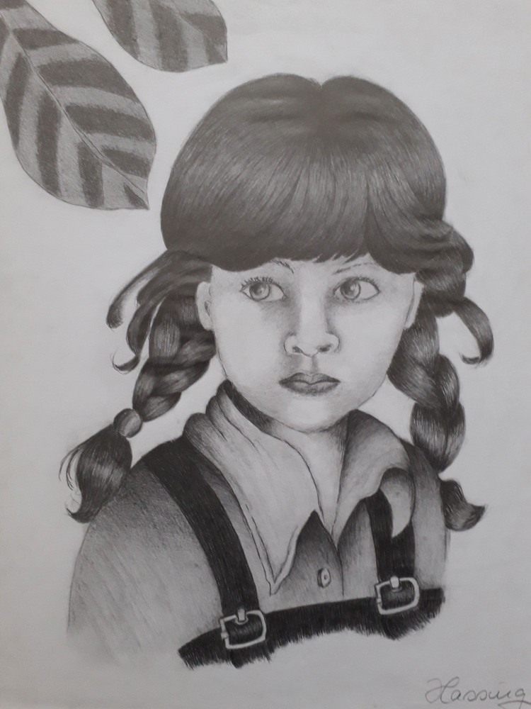 Illustration: Mädchen mit Zöpfen 1
