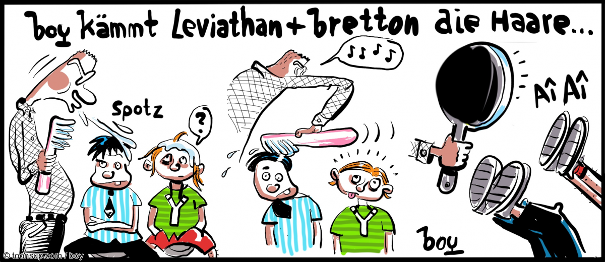 Cartoon: boy kämmt Levi64 und bretton die Haare 2