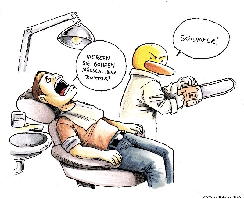 Cartoon: Entoman als Zahnarzt 1