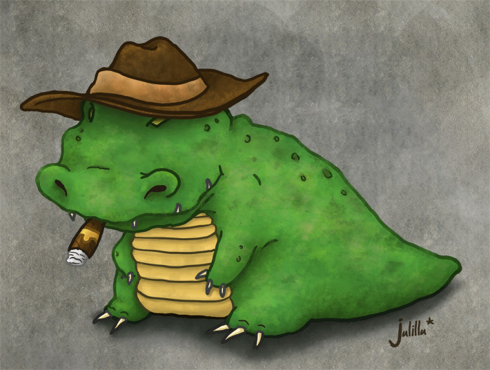 Illustration: Krokodil mit Zigarre 1