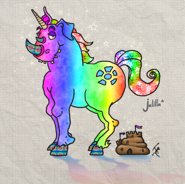 Illustration: Buntes flinkeflunker Naseinhorn 1