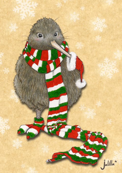 Illustration: Kiwi Weihnachtskarte 1