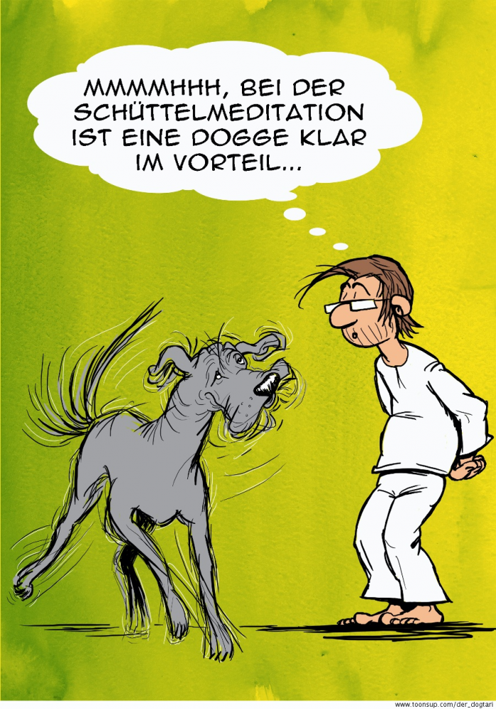 Cartoon: Yoga Schüttelmeditation 1