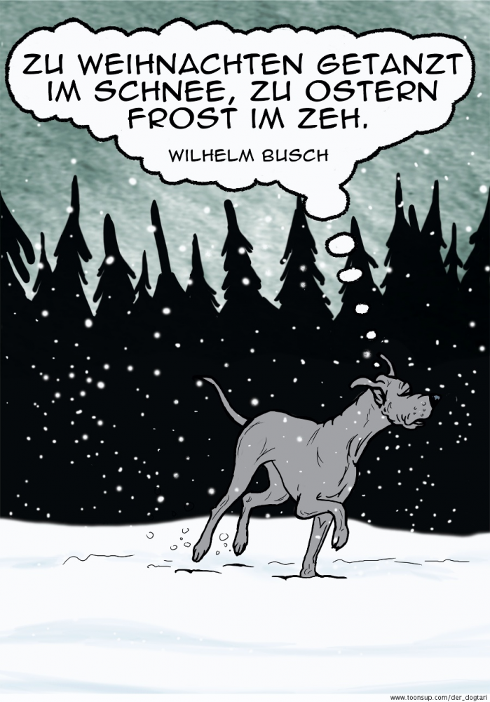 Cartoon: Doggenphilosophie im Winter 1