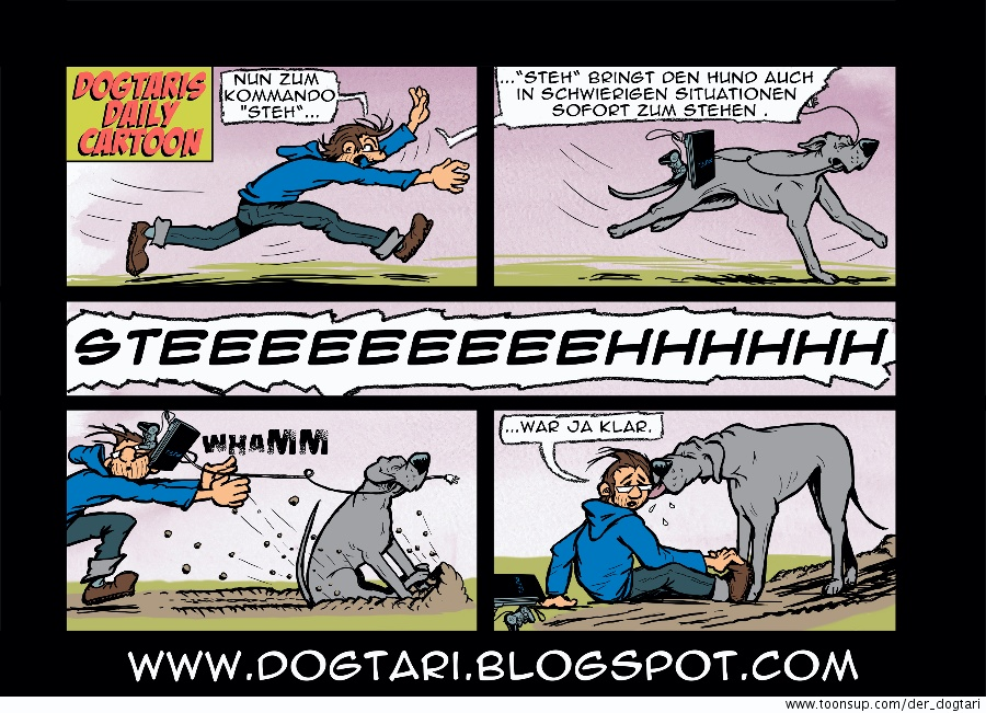 Cartoon: Standhaftes Doggen Training 1