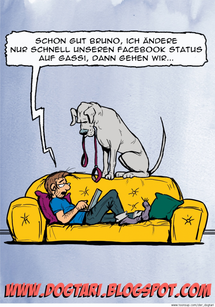 Cartoon: Facebookstatus Gassi 1