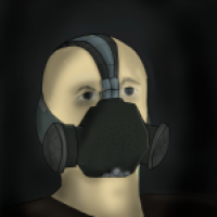 Mann mit Gasmaske
