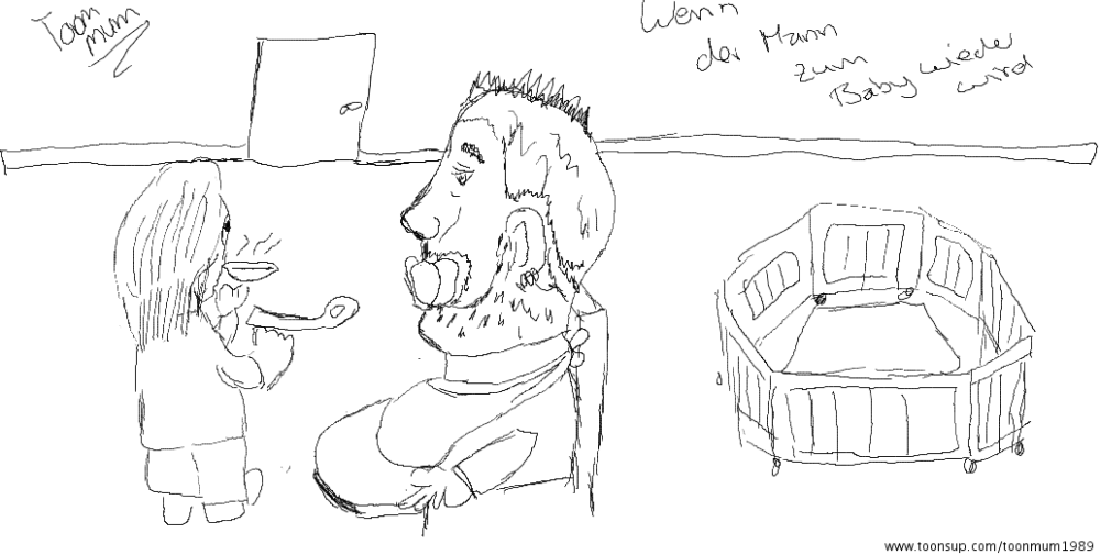 Cartoon: Wenn der Mann zum Kleinkind wird 1