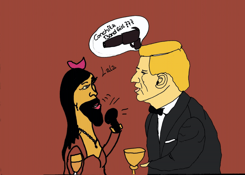 Caricature: James Bond und neue Bond Girl 1