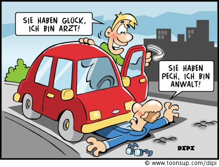 Cartoon: Medizin trifft Recht 1