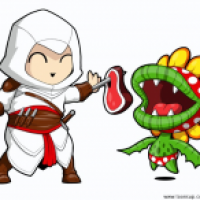 Altair feeds Mutant Tyranha