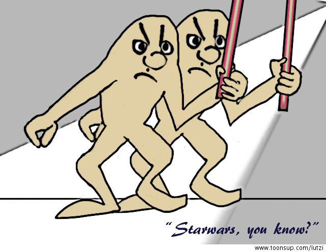 Cartoon: Beans mit Lichtschwertern 1