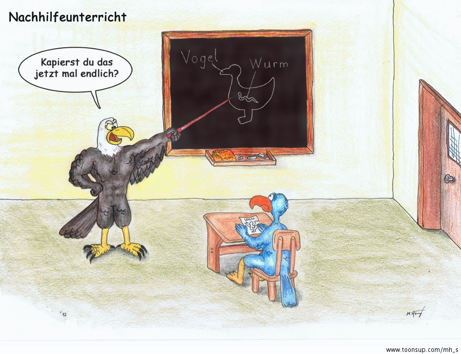 Cartoon: Rudi der Regenwurm - Nachhilfeunterricht 1