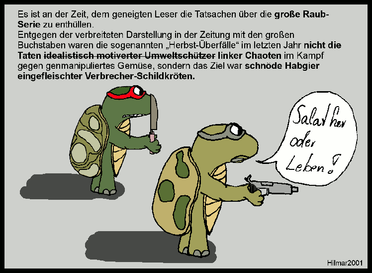 Cartoon: räuberische Schildkröten 1