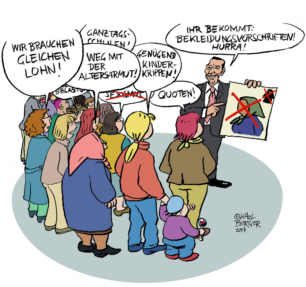 Cartoon: Kanzler Kern beglückt die Frauen 1