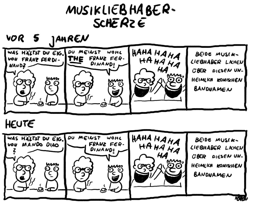 Cartoon: Musikliebhaberscherze im Wandel der Zeit 1