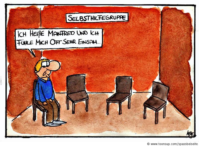 Cartoon: Selbsthilfegruppe Einsam 1