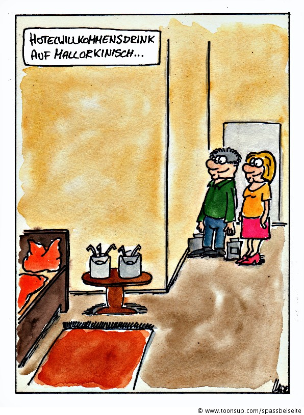 Cartoon: Hotelwillkommensdrink auf Mallorkinisch 1