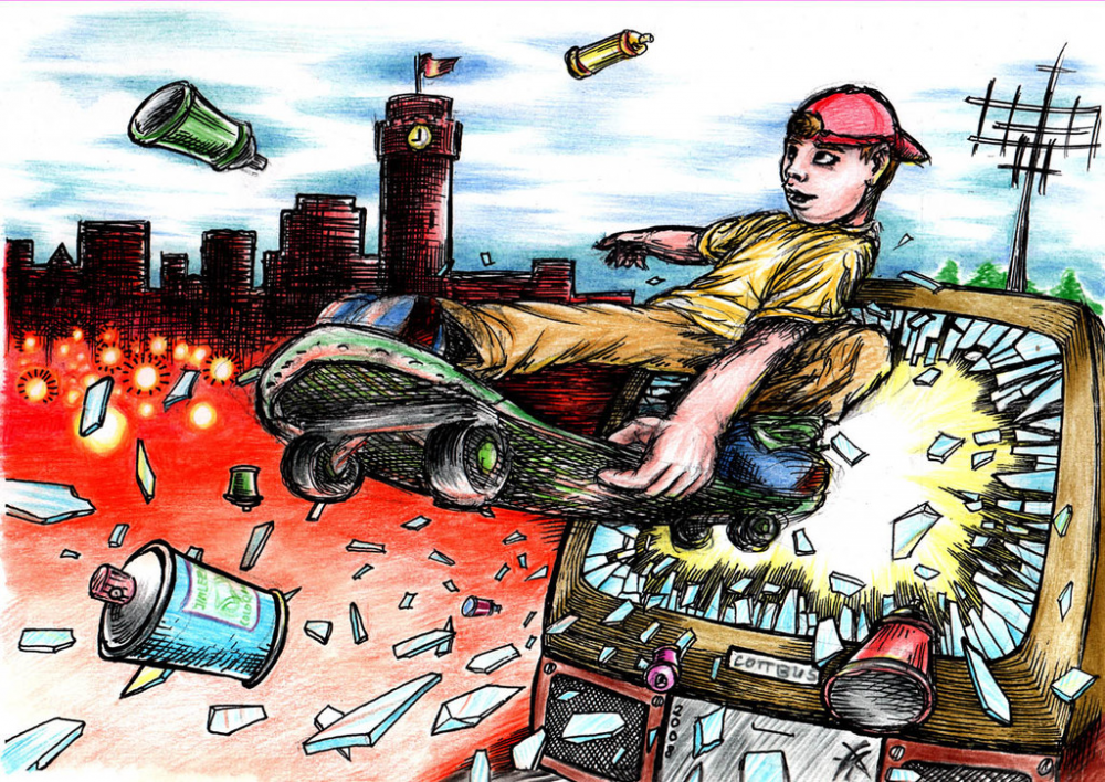 Illustration: Medialer Graffiti-Skater 1