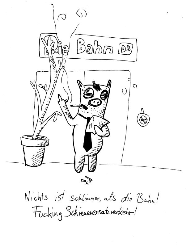 Concept Art / Character Design: ein schwein und die bahn 1