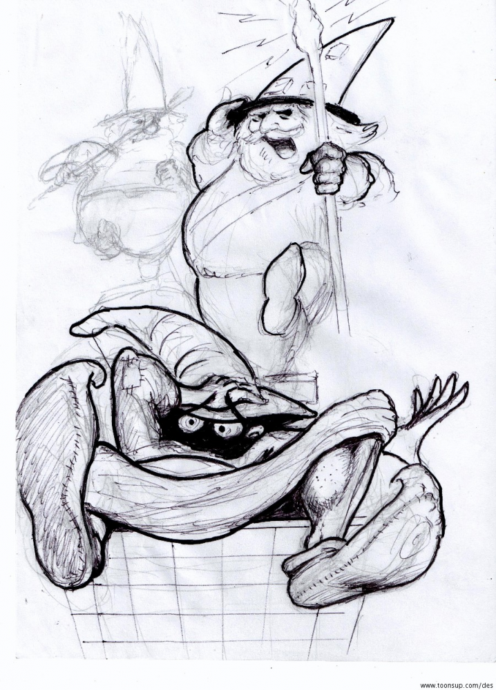 Cartoon: Pratchett's Wizards - sketches 6