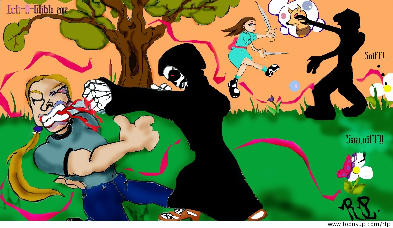 Cartoon: Ick-N-Glibb test fight scene 1