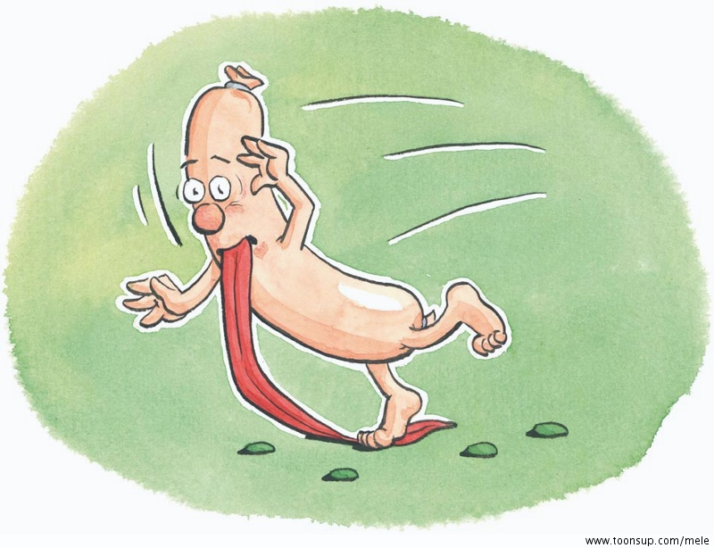 Cartoon: Zungenwurst, tollpatschig 1