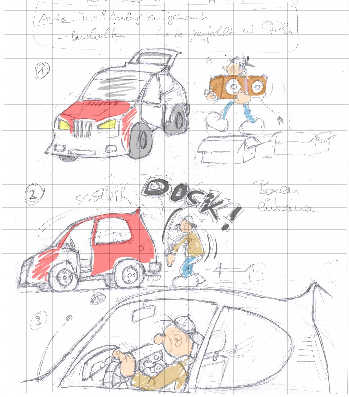 Concept Art / Character Design: Skizze zu AutoSoundAnlagen 1