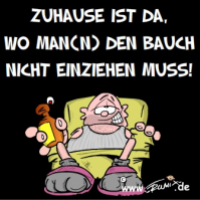 Der gezeichnete Spruch: Zuhause ist es am schönsten