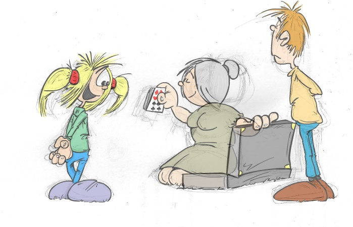Illustration: Spieleabend: Noch eine Entwichlungsstudie zum Büchlein 2