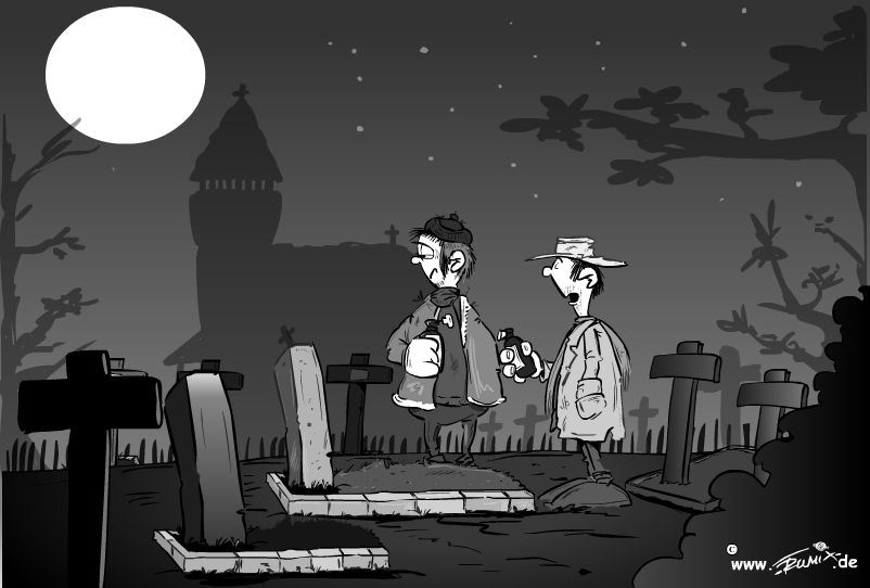 Cartoon: Auf dem Friedhof 2