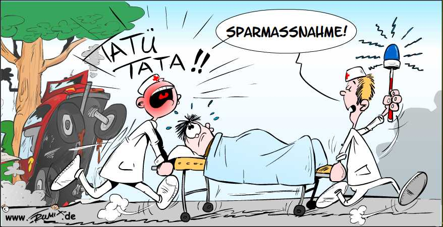 Cartoon: Sparmaßnahmen im Gesundheitswesen 1