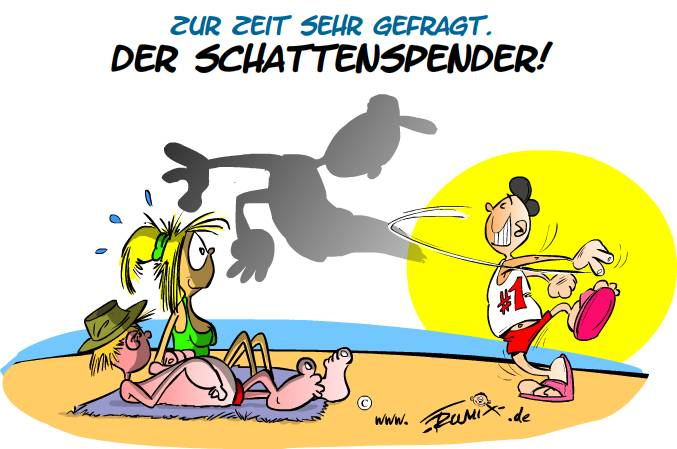 Cartoon: Saisonarbeiter: Heute der Schattenspender 1