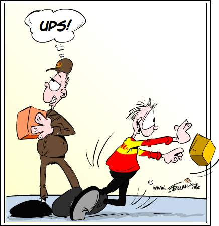 Cartoon: Krieg der Paketzusteller 1