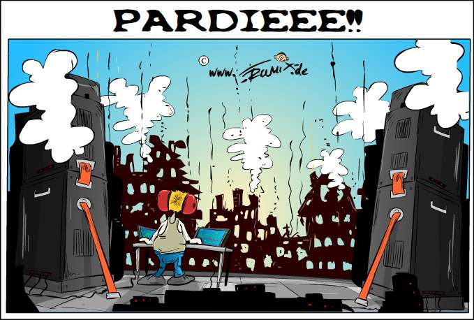 Cartoon: Openair-Veranstaltung oder das Dach ist weg 1