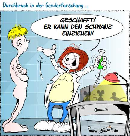 Cartoon: Durchbruch in der Genderforschung 1