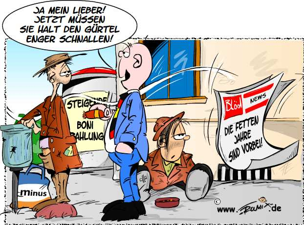Cartoon: Den Gürtel enger schnallen 1
