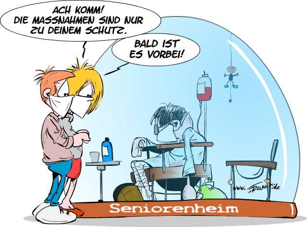 Cartoon: Corona: Kompromissloser Schutz für die Alten 1