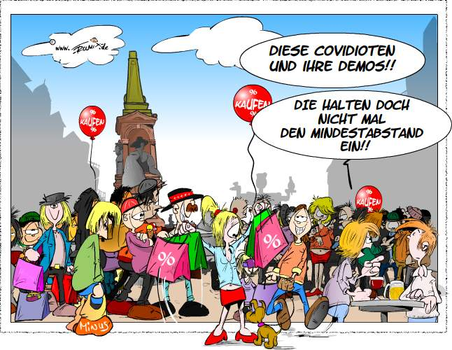 Cartoon: Corona: Verkaufsoffener Sonntag 1